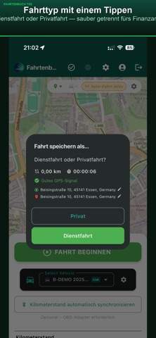 Fahrtenbuch: KM & Mileage Log screenshot