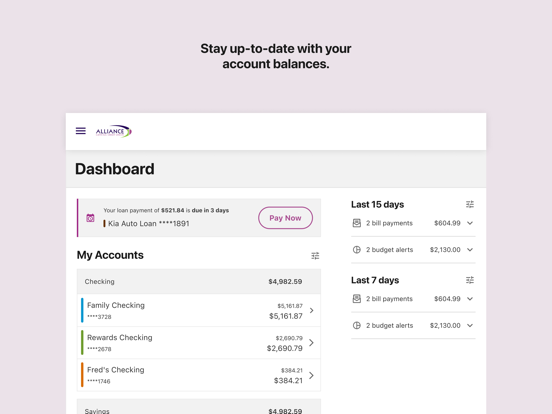 Alliance Catholic Credit Union iPad screenshot