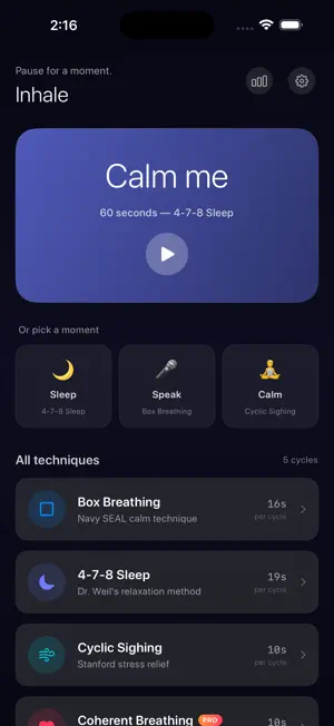 Inhale: Box Breathing Timer screenshot 1