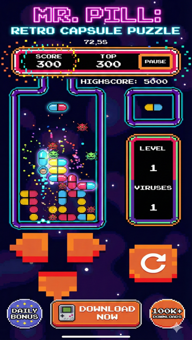 Screenshot #1 pour Mr. Pill: Retro Capsule Puzzle