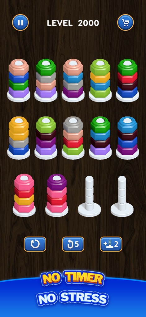 Nut Sort: Color Puzzle Games - Experience abundant level designs and the freedom of no time limits, allowing users to play at their own comfortable pace.