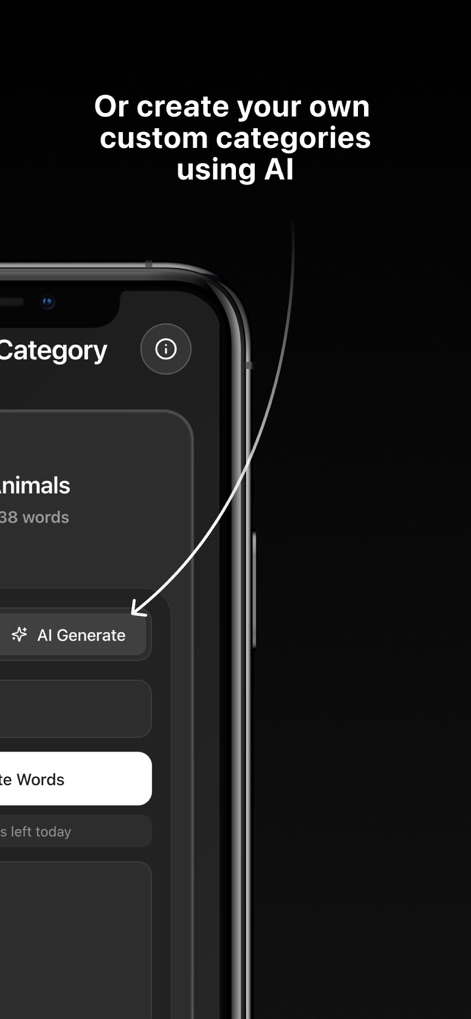 imposter ai: Spy Party Game - The app offers an advanced 'AI Generate' button, enabling the creation of unique categories for endless replayability.