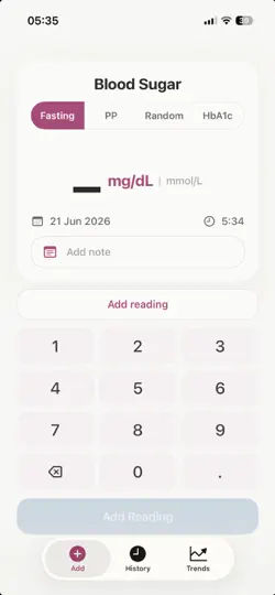 Captura de pantalla de QuickSugarLog en iPhone 1