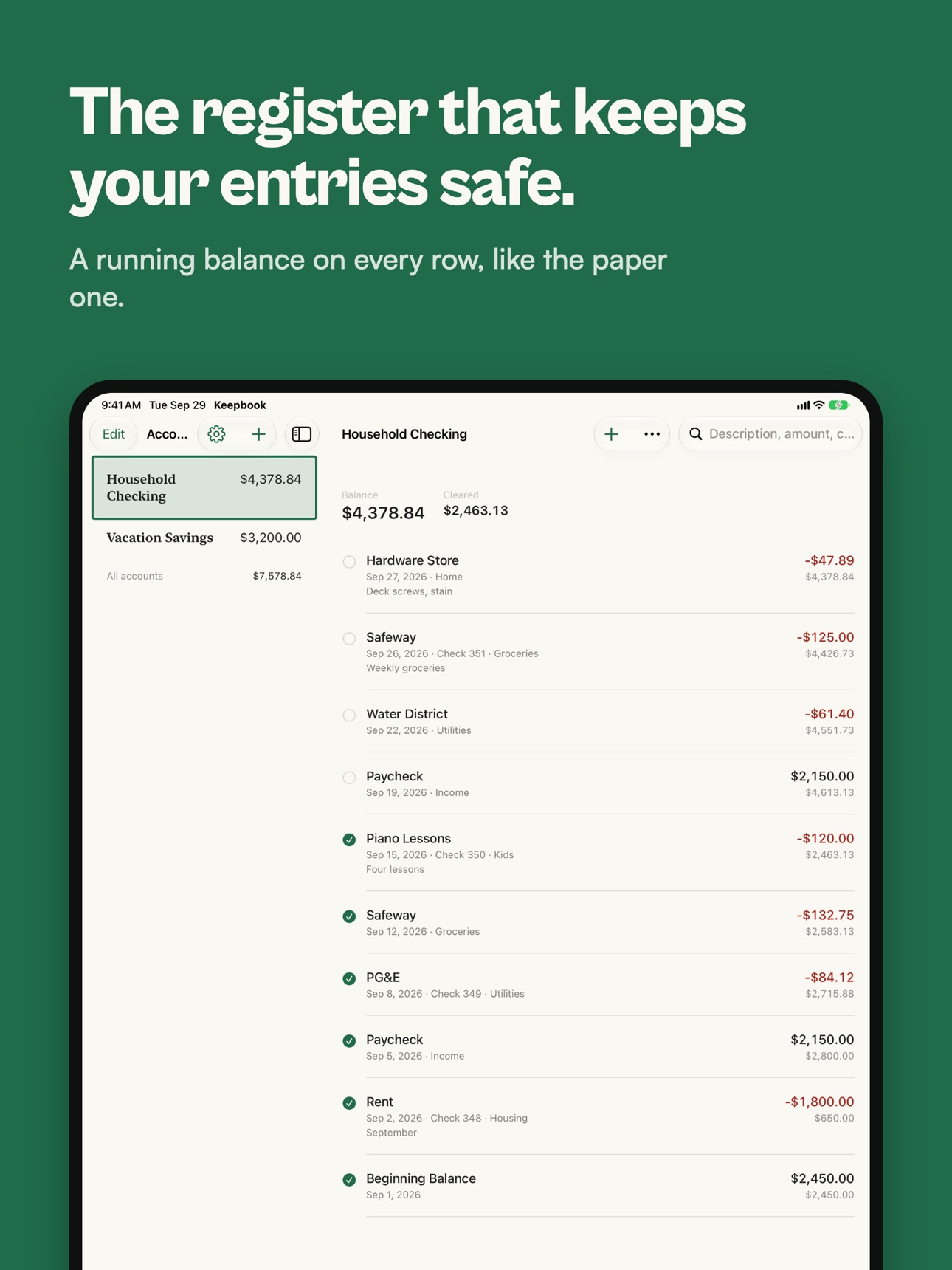 Screenshot 7 of Keepbook: Checkbook Register