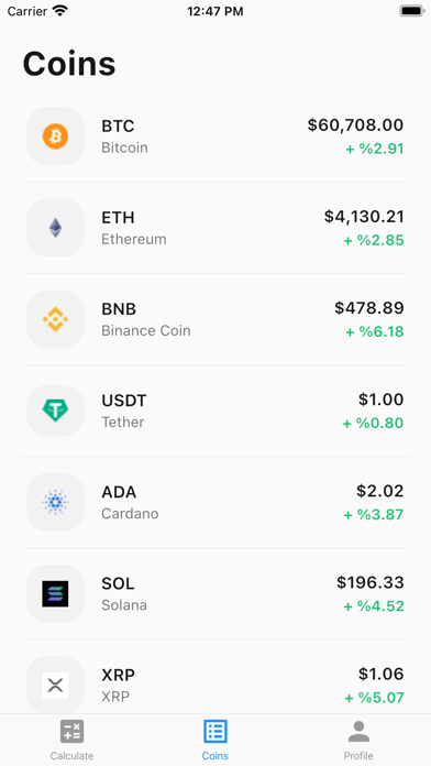 Crypto Lists and P&L - Velto Screenshot