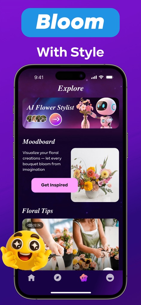 Florra：Video，Chat Fun - スタイリッシュなデザインのための「AIフラワーコーディネーター機能」と、アイデアを視覚化する「ムードボードセクション」で、ユーザーのインスピレーションが花開きます。