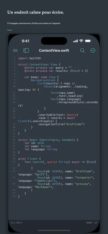 DraftCode : éditeur code texte screenshot 1 of 8