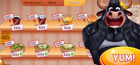 Cooking Clash - Cet outil propose une interface claire pour gérer les offres culinaires, avec la possibilité d'améliorer les plats grâce à des options comme le "DOUBLE CHEESE" et une catégorisation intuitive par type d'aliment, optimisant l'expérience de jeu.