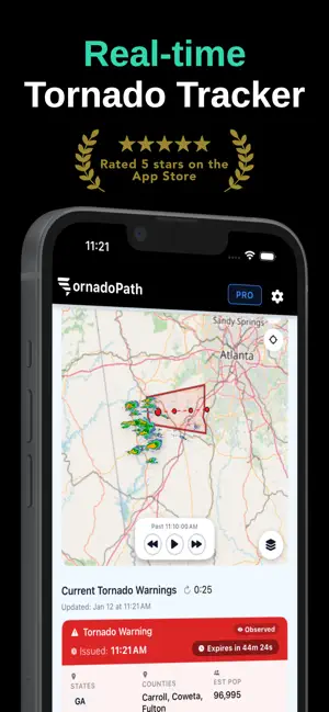 Tornado Tracker by TornadoPath iPhone screenshot 1