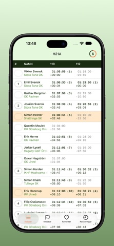 Liveresultat för orientering iPhone screenshot 1