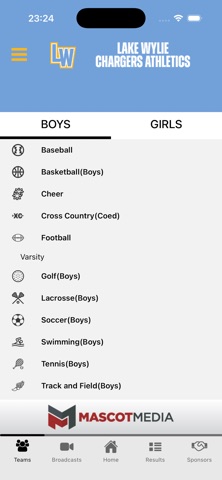 Lake Wylie Chargers Athletics iPhone screenshot