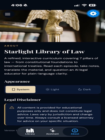 Starlight Library of Law. iPad screenshot