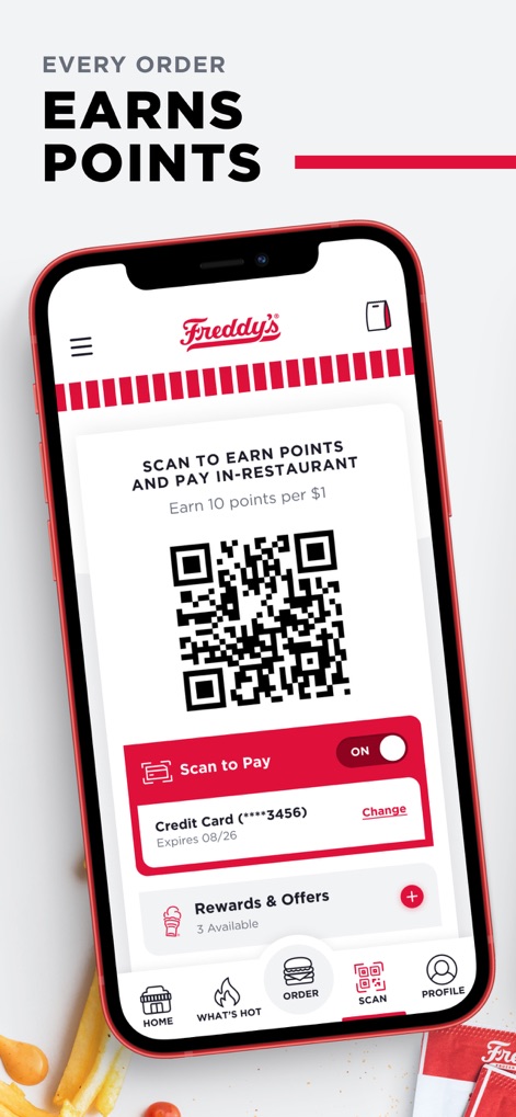 Freddy’s - This tool facilitates seamless transactions, providing a QR code for quick point earning and secure integration of credit card information for payments.