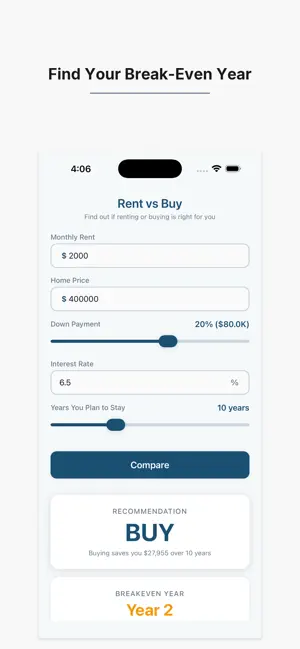 Rent vs Buy: Home Decision screenshot 2