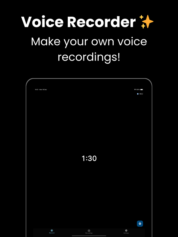 Voice Recorder: Fast & Simple iPad screenshot 1 - Productivity app