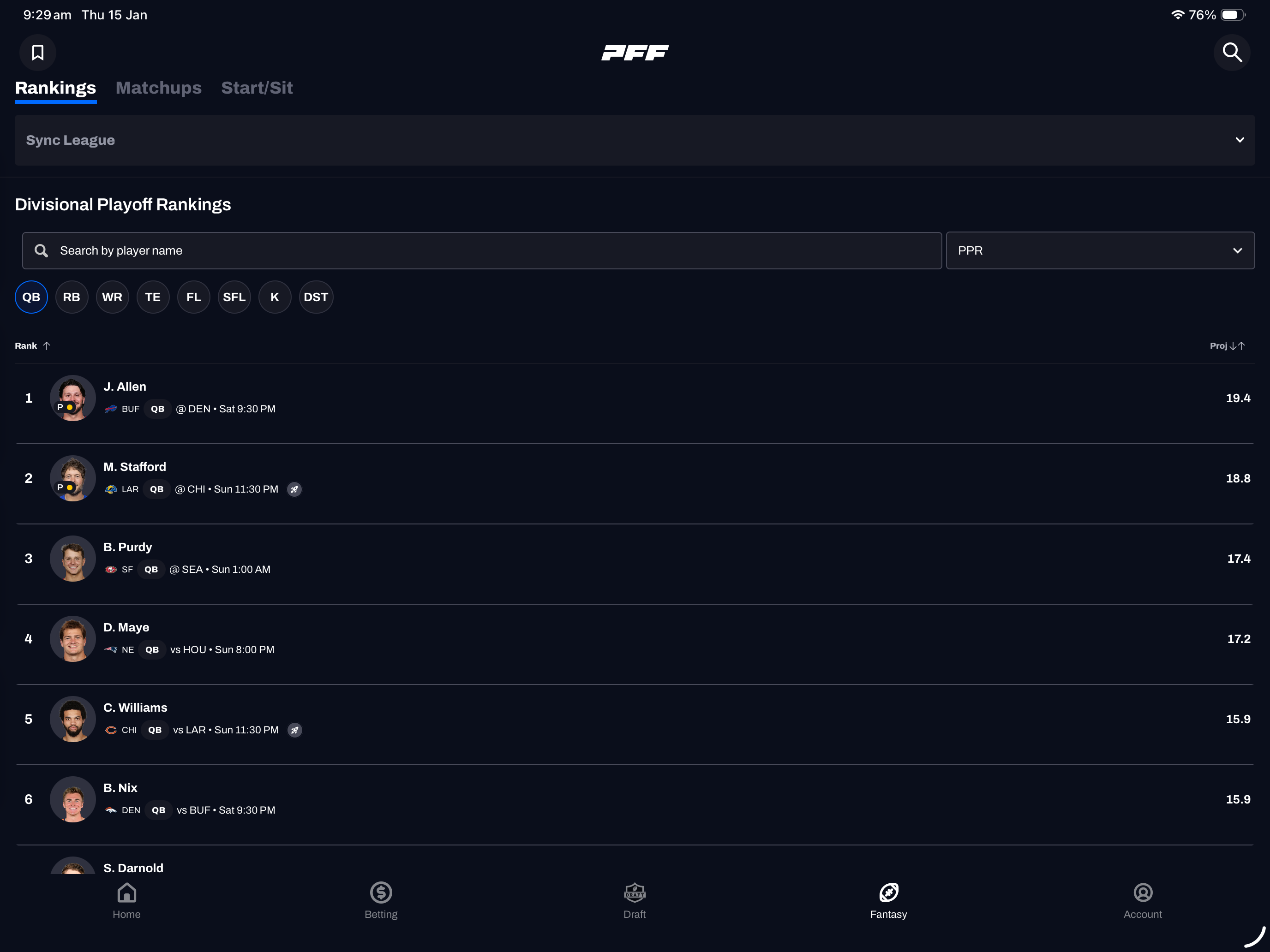 PFF: Betting & Fantasy Tools