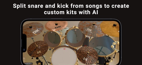 DrumKnee 3D Drums - Drum set - AIを活用して楽曲からスネアとキックのサウンドを分離し、ユーザーはこれらの要素を組み合わせて独自のカスタムドラムキットを構築できます。