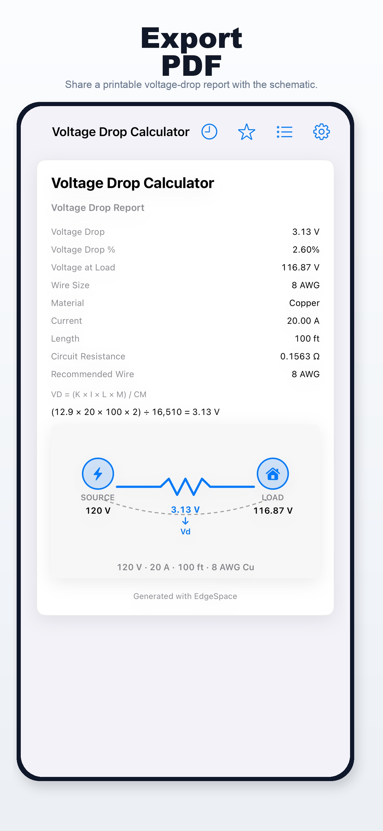 Screenshot 5 of EdgeSpace Voltage Drop Calc