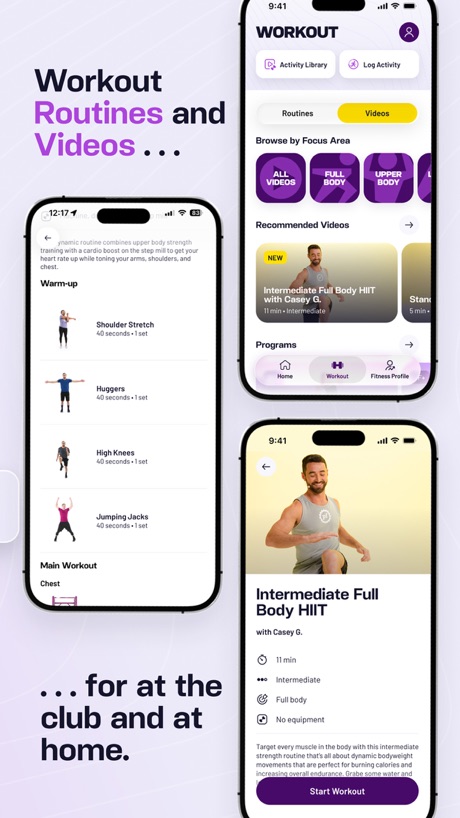 Planet Fitness App Store screenshot 4, headline “Workout Routines and Videos ...”. Headline in Title Case.