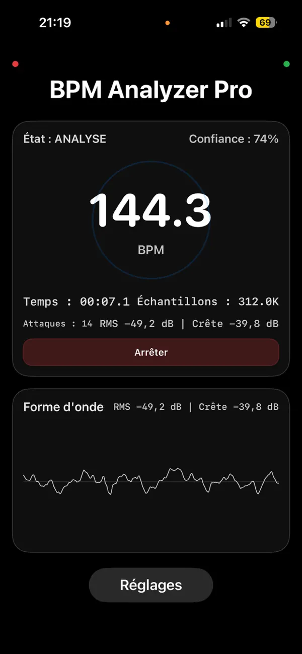 Screenshot #1 pour BPM Analyzer Pro
