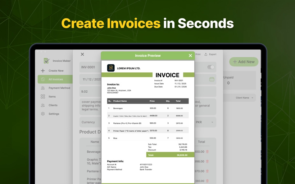#2. Invoice Maker & Billing App (macOS) Oleh: Amir Bilal