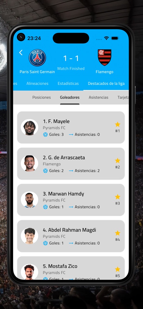 Futbol Argentina - EN VIVO - Discover the leading "Goleadores" (goal scorers) and their respective "Asistencias" (assists), ranked for easy tracking.