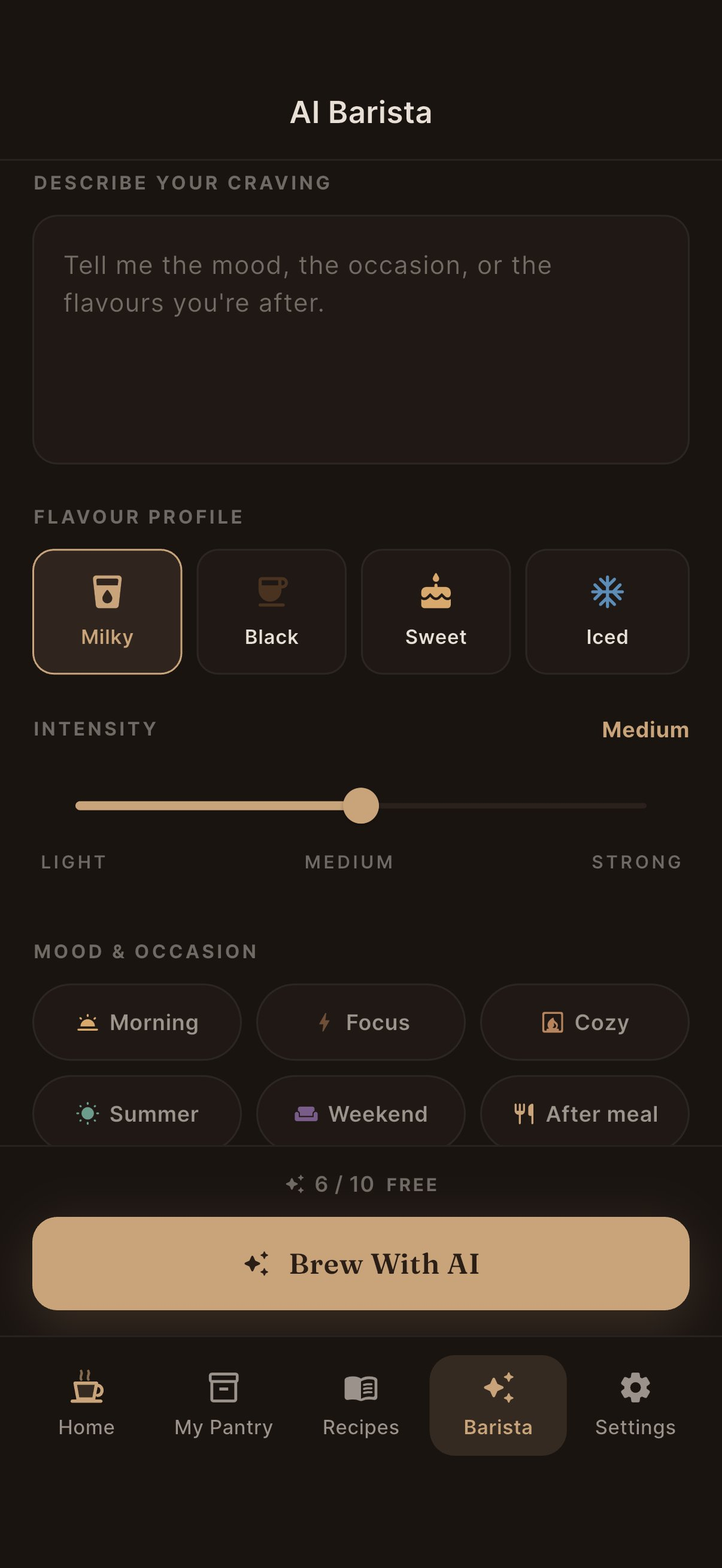BrewMind - AI Coffee Recipes