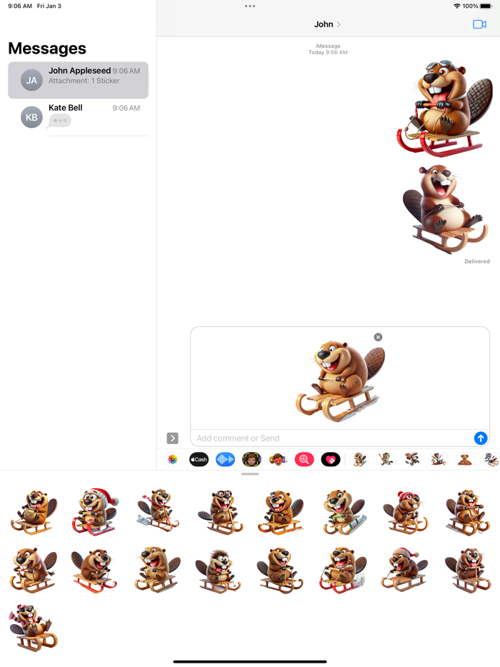 Beaver Sled Stickers