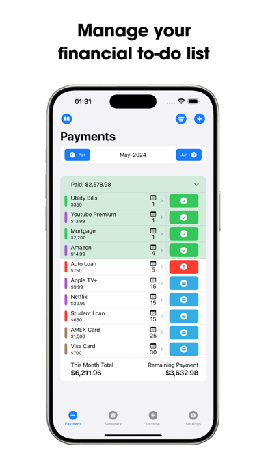 Income Expense Planner Paytodo Screenshot
