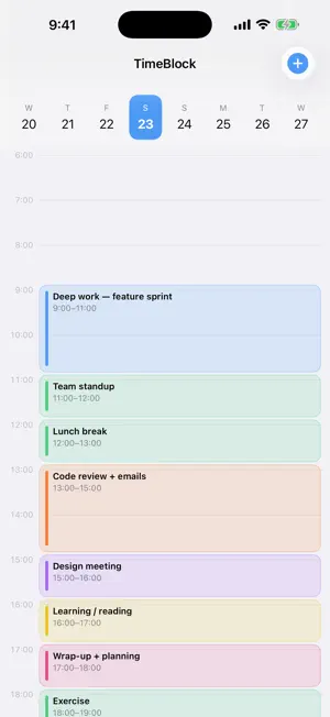 TimeBlock Day Planner screenshot 1