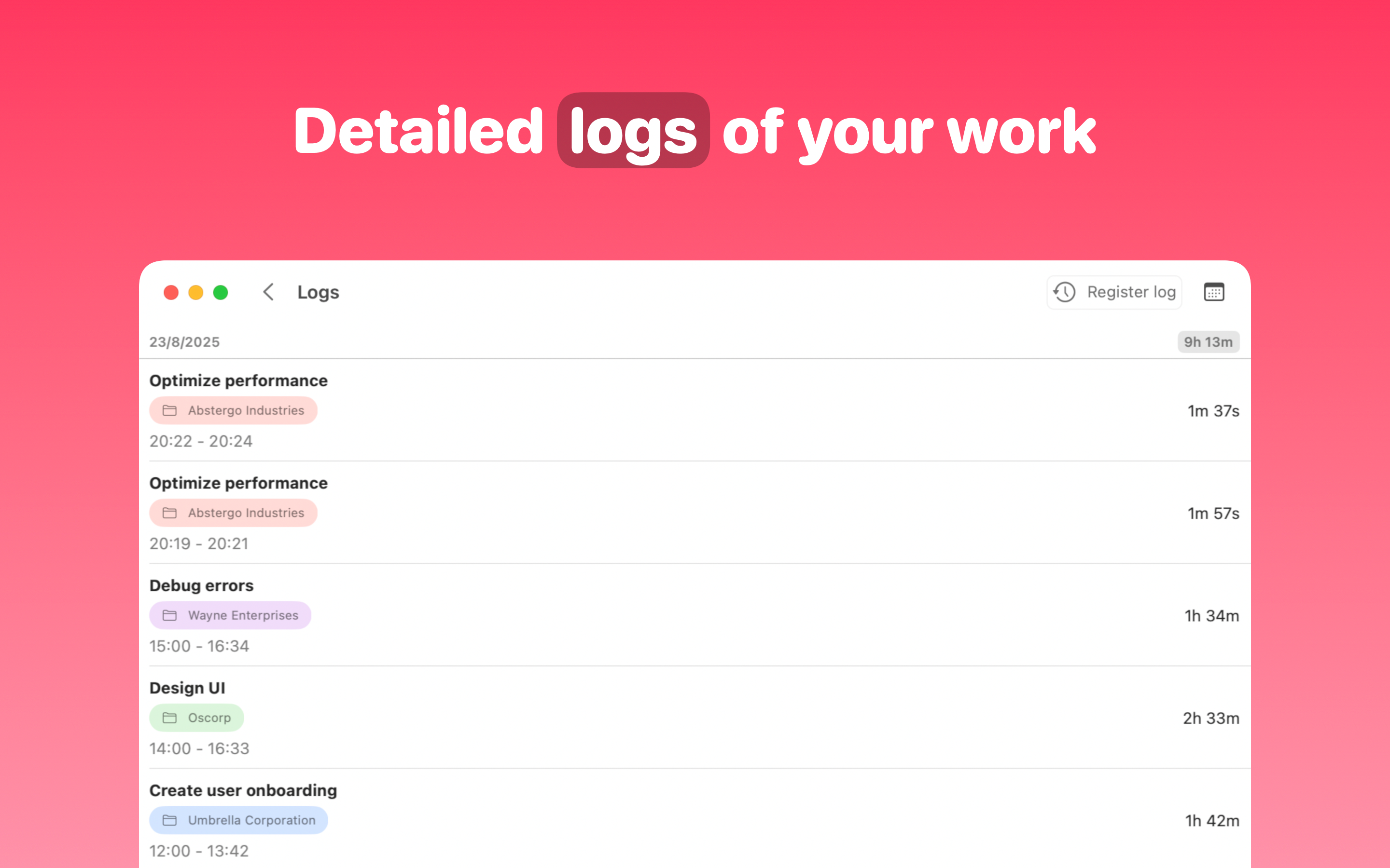 Timesheet tasks: Time Deposit