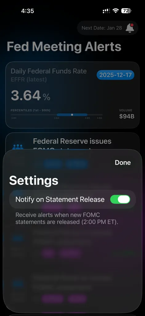 Fed Meeting Alerts - Reference App | MWM