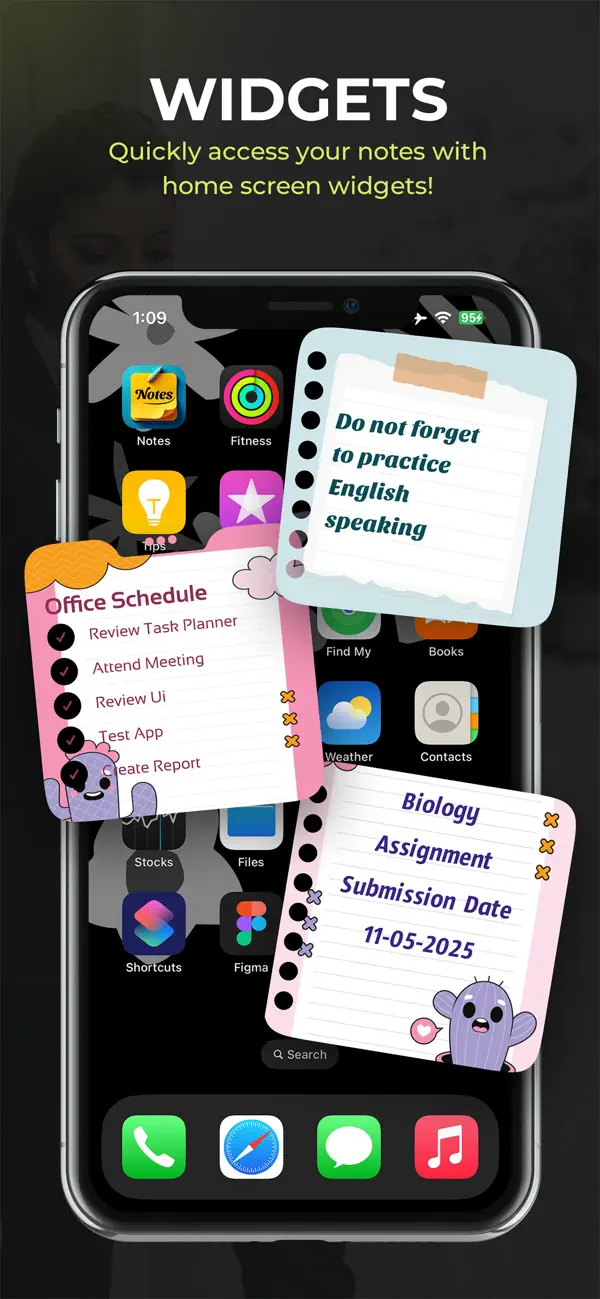 #3. Cute Sticky notes & widgets (iOS) Ved: Shams Alam