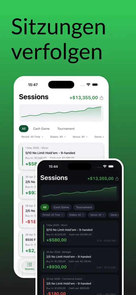 Poker Tracker: Bankroll-Log — iPhone-Screenshot 1