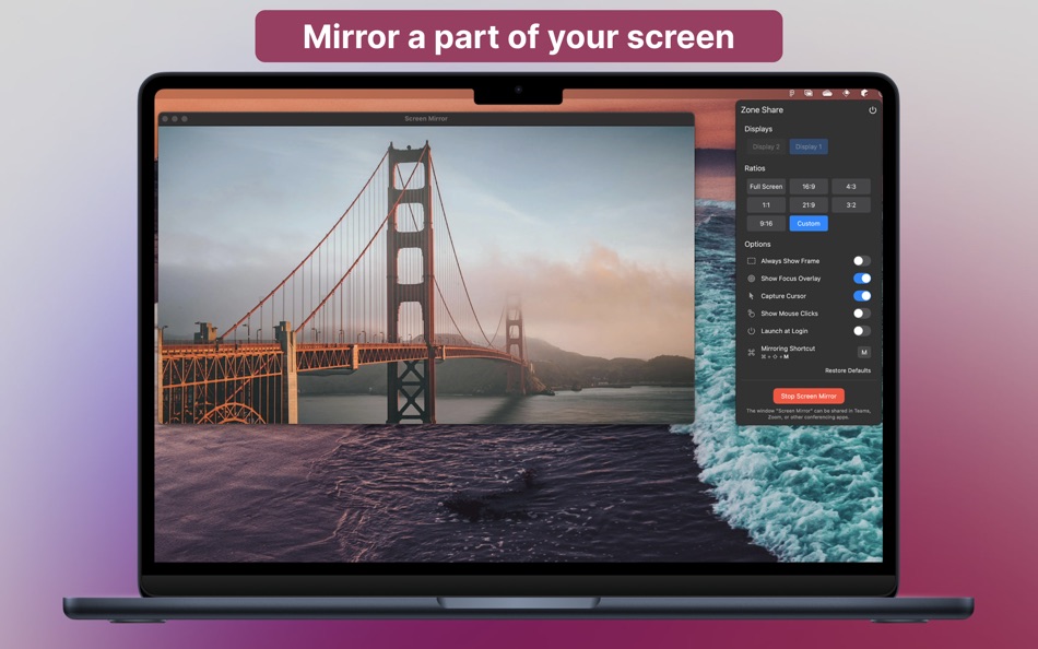 #2. ZoneShare - Mirror your screen (macOS) By: Kevin Schell