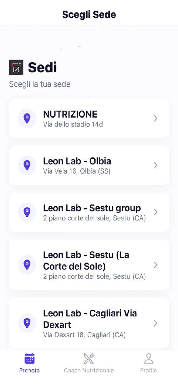 #1. Leon Lab Prenotazioni (iOS) Av: Leon Nutrizione E Sport SRL