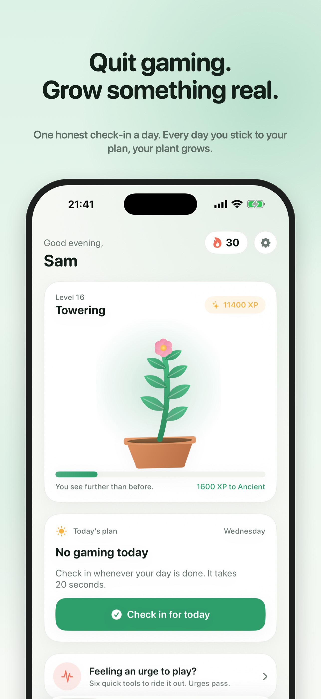 Screenshot 1 of Regrow: Quit Habit