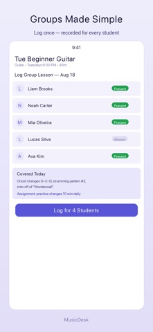 MusicDesk - Lesson Management Screenshot 3 of 5