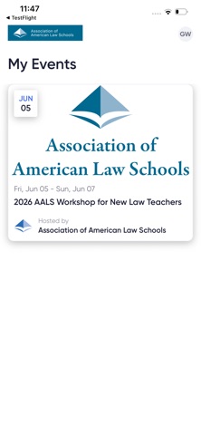 AALS Events 2026 iPhone screenshot