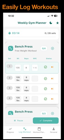Weekly Gym Planner screenshot