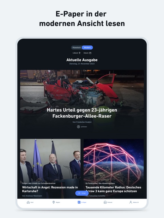 LN - Nachrichten und Podcast iPad screenshot 4 - News app