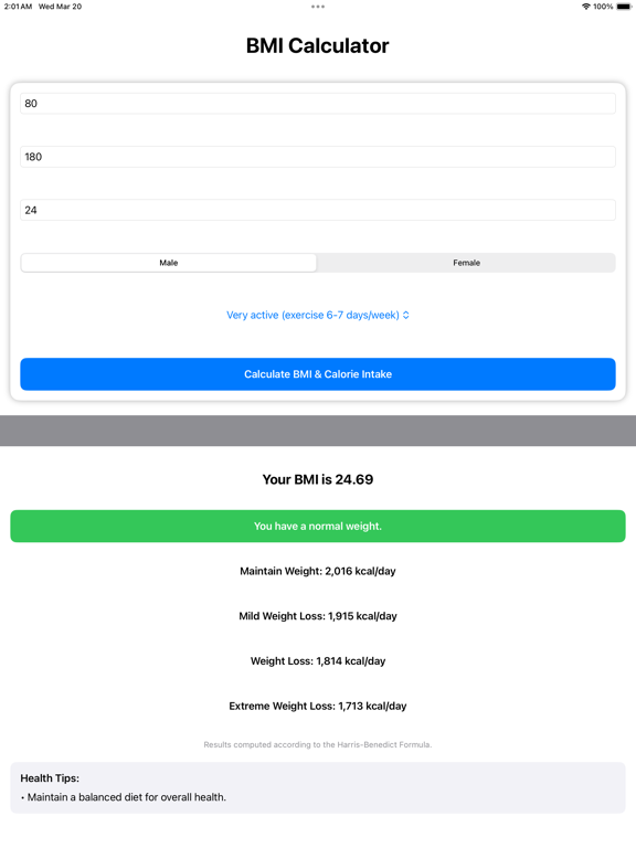 BMI & Calories Calculatorのおすすめ画像2