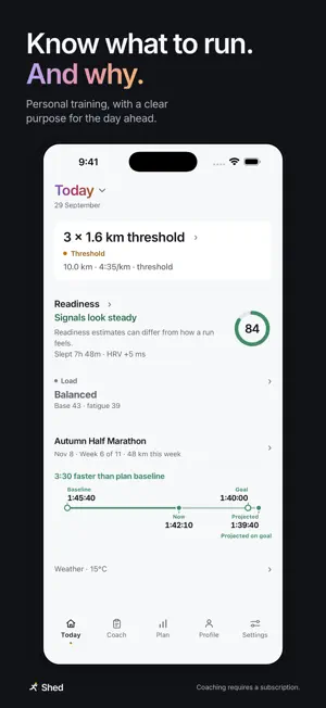 Shed: AI Running Coach screenshot 1