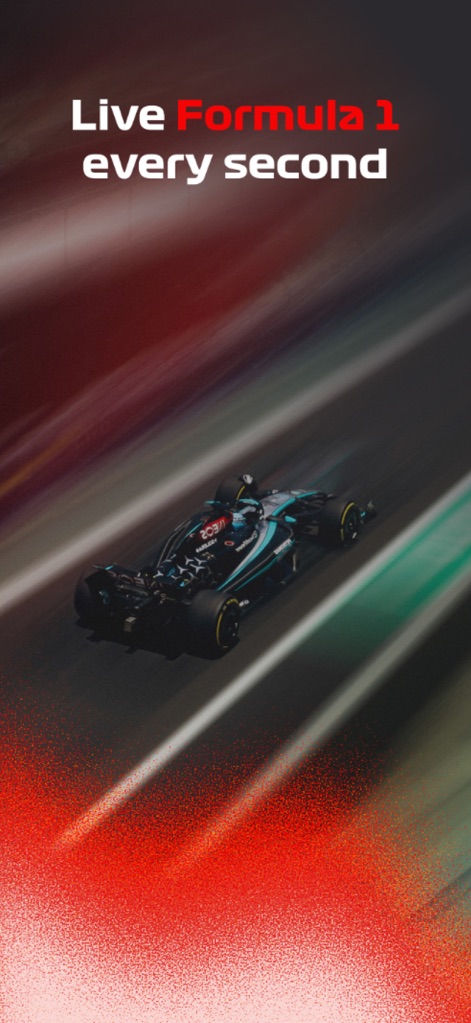 Racify - The app captures the dynamic speed of a Formula 1 car and the bold 'Live Formula 1' text, immediately conveying its purpose and thrill.