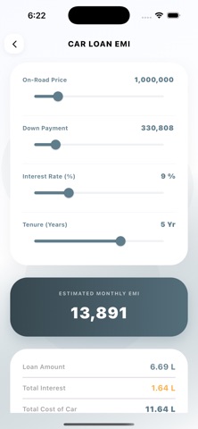 LoanCash EMI Loan Calculator iPhone screenshot