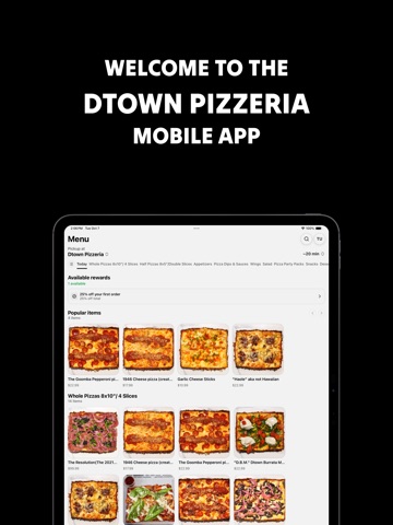 Dtown Pizzeria iPad screenshot