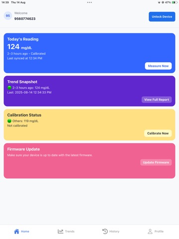 GlucoMate iPad screenshot
