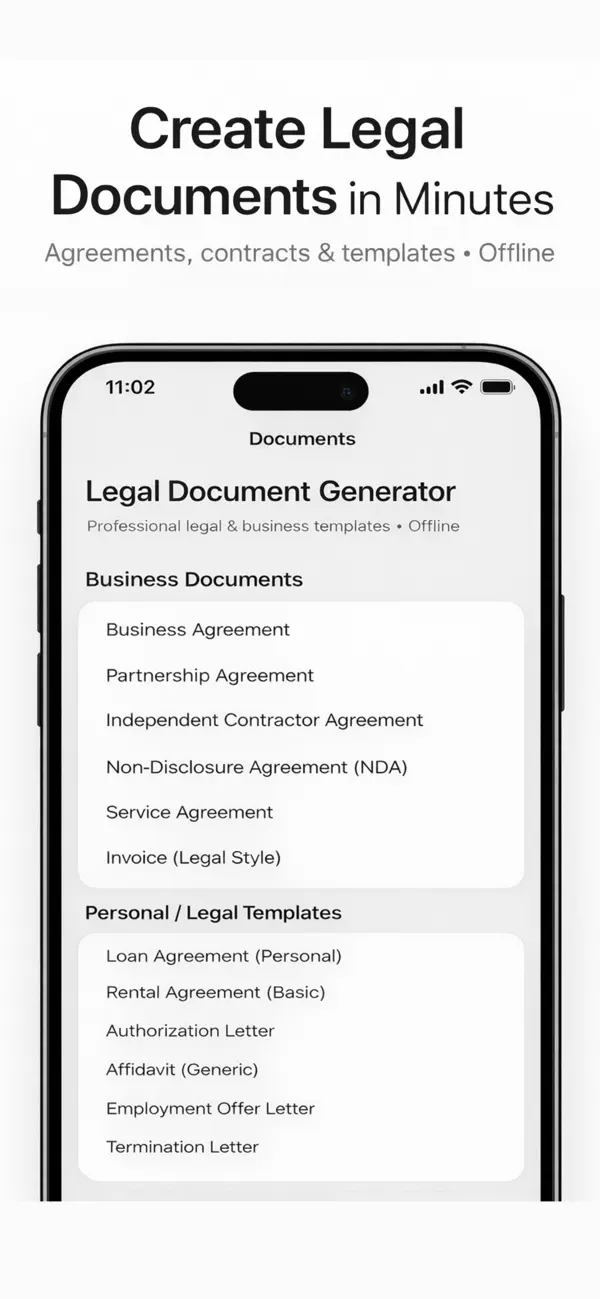 Screenshot #1 pour Legal Document Generator