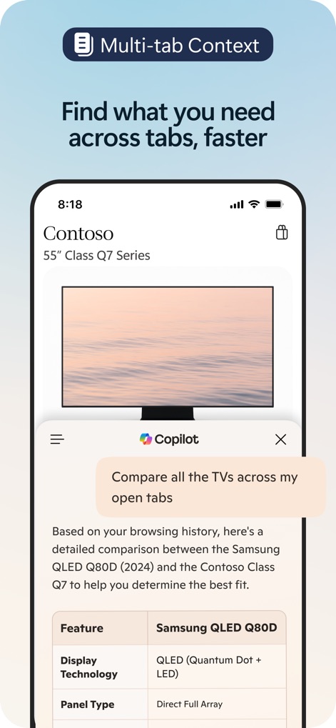 Microsoft Edge: AI Browser - Cross-Tab Comparisons