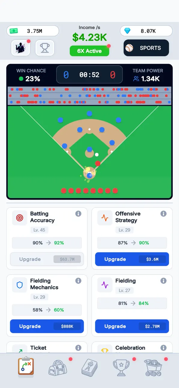 Sport Star - Team Manager Idle iOS Mod IPA screenshot 5 - iOS game interface